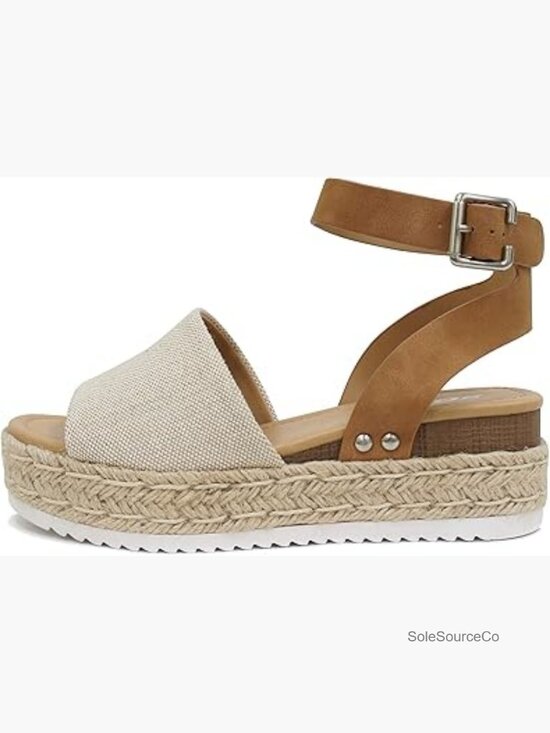 Shoes - Open Toe Espadrille Wedge Sandals Ankle Strap Platform Flatform Casual